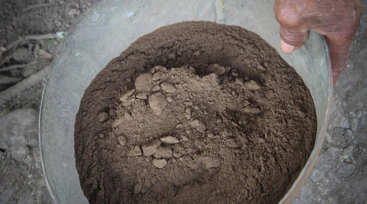 Photo of tribal hand and hand-made rapé snuff