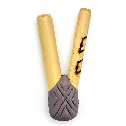 Puyanawa bamboo kuripe pipe with kêne design, handmade in the Amazon