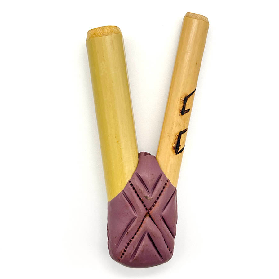 Puyanawa bamboo kuripe pipe with kêne design, handmade in the Amazon