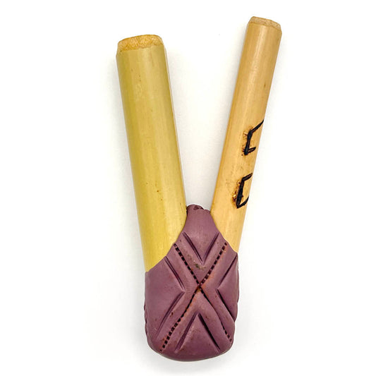 Puyanawa bamboo kuripe pipe with kêne design, handmade in the Amazon
