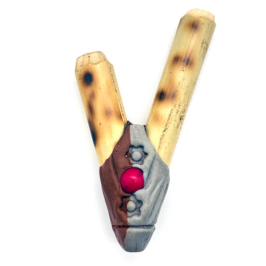 Puyanawa bamboo kuripe pipe with leopard design, handmade in the Amazon