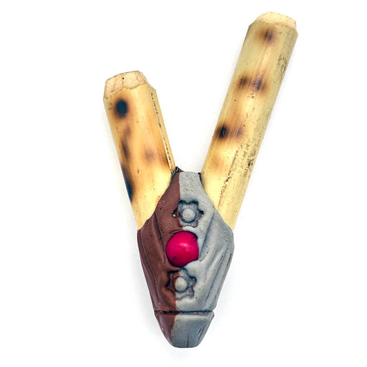 Puyanawa bamboo kuripe pipe with leopard design, handmade in the Amazon