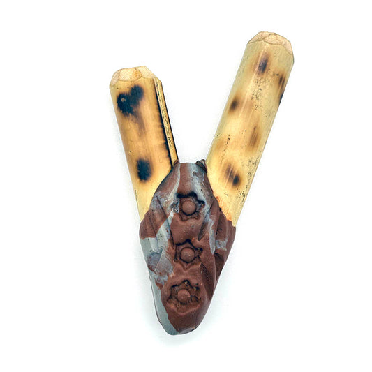 Puyanawa bamboo kuripe pipe with leopard design, handmade in the Amazon