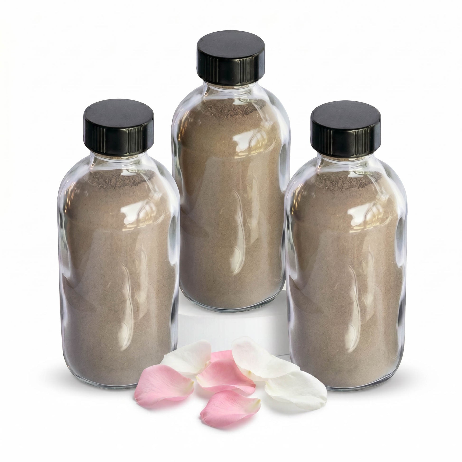 Paquete de hapé Heart & Bloom — Rosa Blanca, Flor de Samauma y dos rosas rapé botellas con pétalos de rosas blancas y rosas
