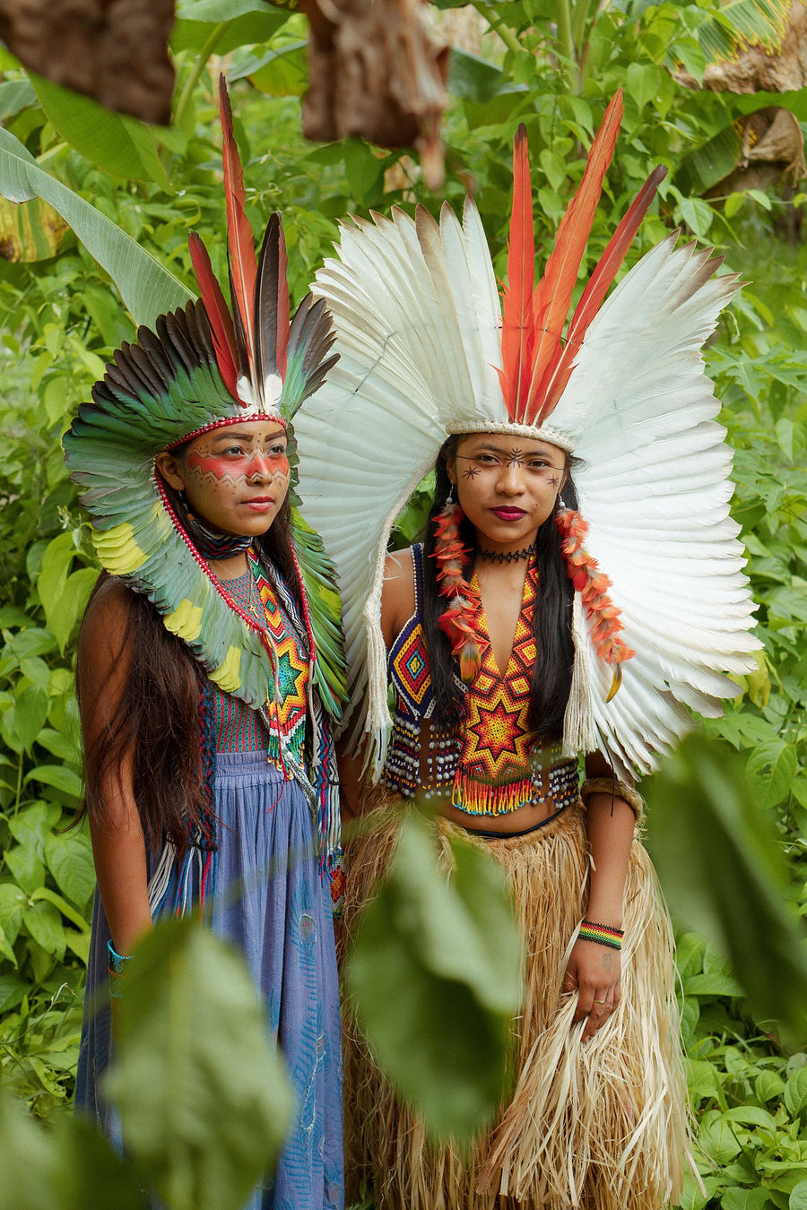 Huni Kuin women in feather headdresses