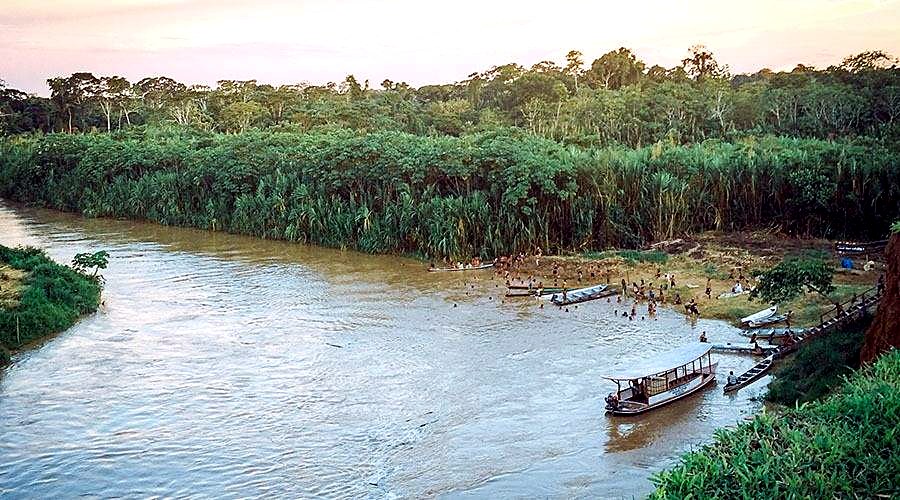 Arriving by boat at Yawanawá Mutum Village on the Gregório River