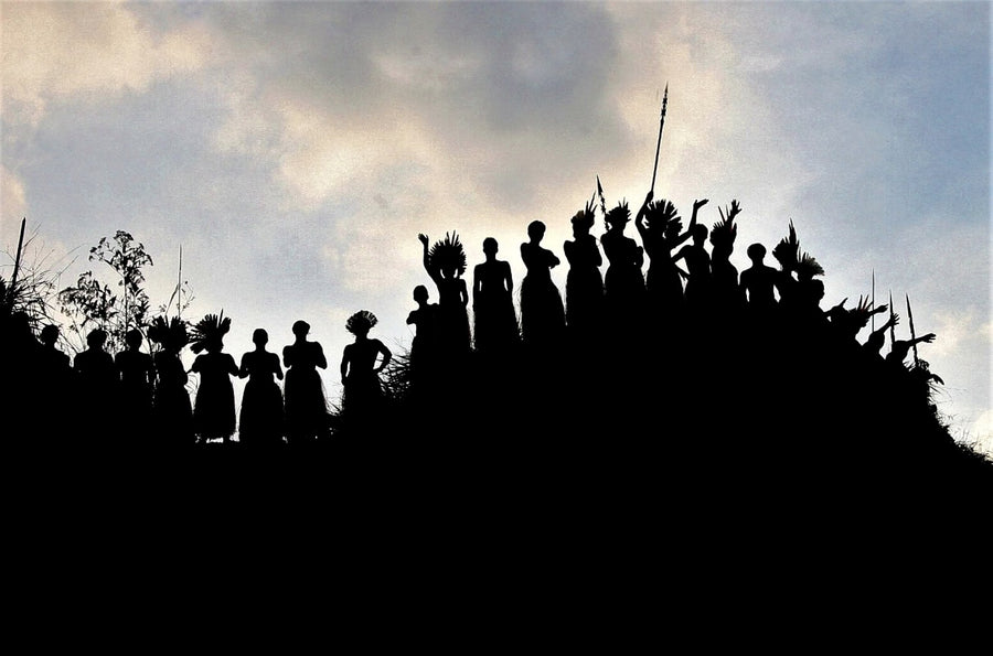 The Yawanawá gathered against the Amazon sky